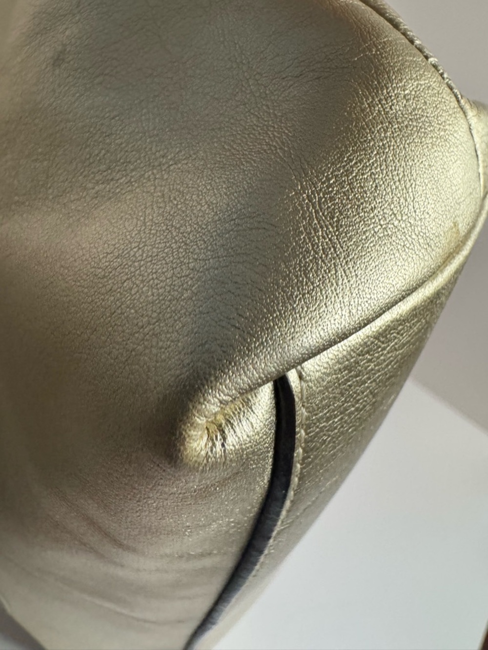 #255 Coach Laura Leather Signature Print Metallic Gold Shoulder Tote Bag - Picture 10 of 14